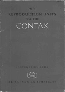 Zeiss Ikon Contax Accessories manual. Camera Instructions.